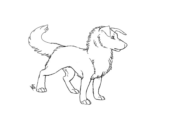 Flop Eared Dog Lineart